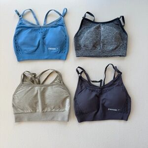 Gymshark Women's Blue, Gray, Black Sports Bra Bundle Set Lot of 4 - X Small
